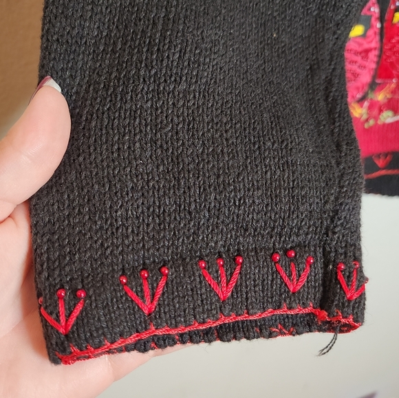 NWT White Stag Cardinal Embroidered Embellished Black Knit Cardigan 22/24 3X - Picture 12 of 16